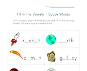space math worksheet space words missing letters
