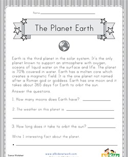 Planet Earth Worksheet