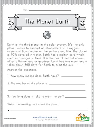 Planet Earth Worksheet All Kids Network