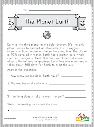 Planet Earth Worksheet | All Kids Network