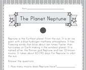 space math worksheet Planet Neptune Worksheet