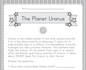 space math worksheet Planet Uranus Worksheet