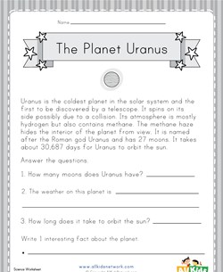 Planet Uranus Worksheet