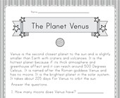 Planet Venus Worksheet