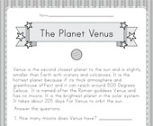 space math worksheet Planet Venus Worksheet