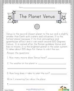 Planet Venus Worksheet