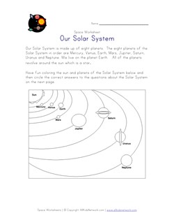 solar system worksheet