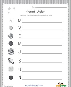 Write Planets in Order Worksheet