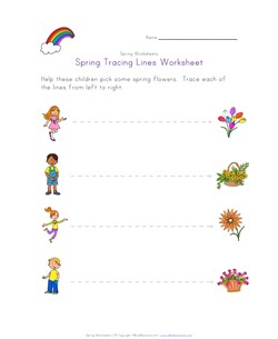 spring tracing lines worksheet