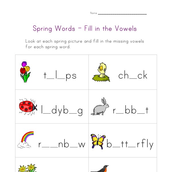 Printable Spring Missing Letters Worksheet | All Kids Network