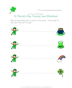 Leprechaun Tracing Lines Worksheet