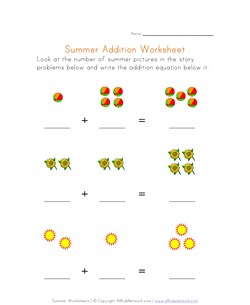 summer addition worksheet