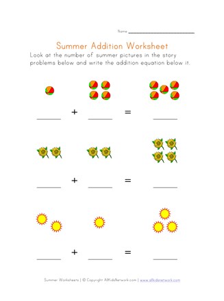 summer addition worksheet all kids network