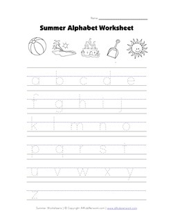 Summer Tracing Lowercase Alphabet Worksheet