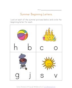 summer beginning letters worksheet