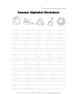 Summer Tracing Capital Letters Worksheet