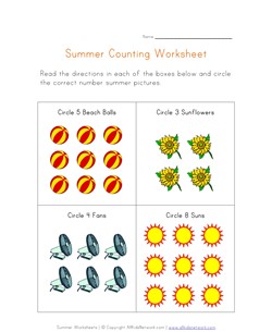 summer counting worksheet