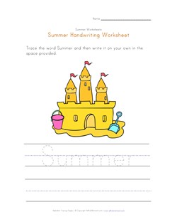summer handwriting worksheet