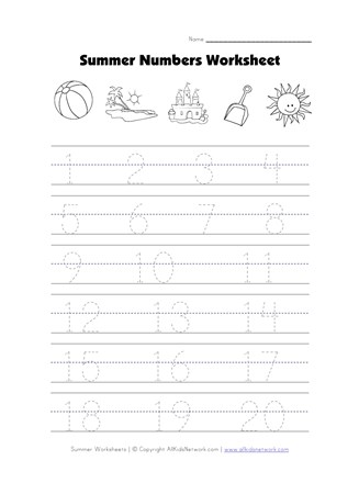 summer tracing numbers worksheet all kids network