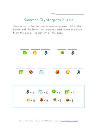 Cryptogram Puzzle Worksheet All Kids Network