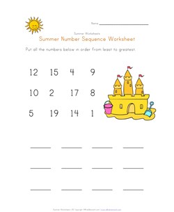 Summer Number Sequence Worksheet