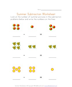 Summer Subtraction Worksheet