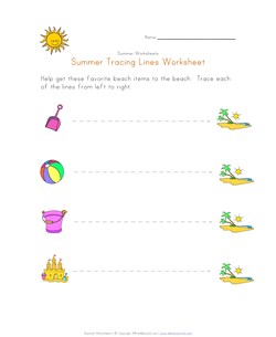 Summer Tracing Lines Worksheet