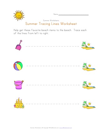 summer tracing lines worksheet all kids network