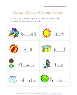 Missing Vowels Worksheet