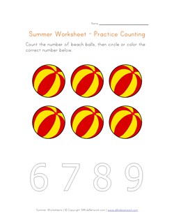 summer worksheet counting six