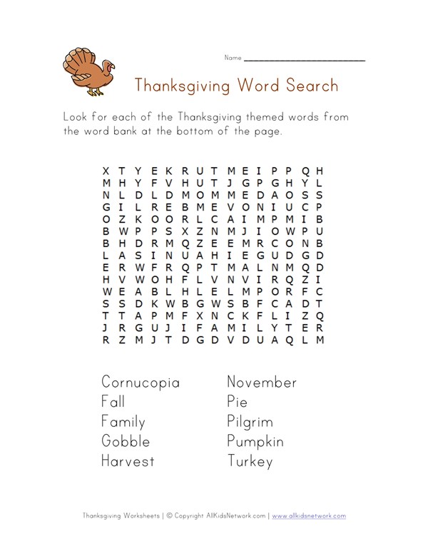 thanksgiving word search all kids network thanksgiving themed words