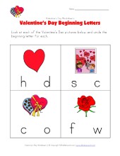 Valentine's Day Beginning Letters Worksheet | All Kids Network