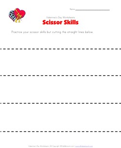 Valentine's Day Scissors Skills worksheet : free printable - Cobberson + Co.