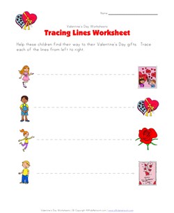 valentine's day tracing lines worksheet