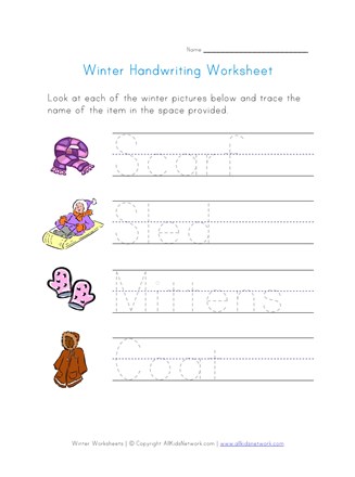 winter handwriting worksheet