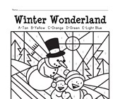 worksheet winter activities Sledding Color by Letters
