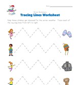 winter tracing zig zag lines worksheet