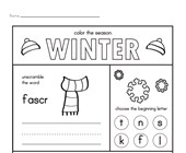 Winter Activities Worksheet