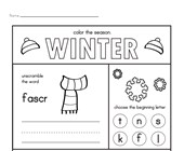 worksheet winter activities Winter Activities Worksheet