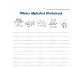 winter alphabet tracing worksheet