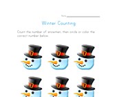 worksheet winter activities Snowman Counting Worksheet - Number Six