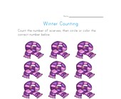 worksheet winter activities Scarf Counting Worksheet - Number Nine