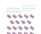 worksheet winter activities Mittens Counting Worksheet - Number Nineteen