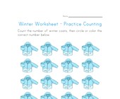 worksheet winter activities Coat Counting Worksheet - Number Sixteen