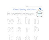 winter spelling worksheet