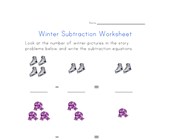 winter subtraction worksheet