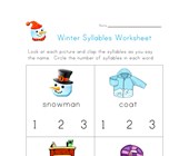worksheet winter activities winter syllables worksheet