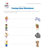 winter tracing lines worksheet