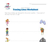 winter tracing lines worksheet