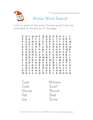 winter worksheets for kids all kids network winter themed words